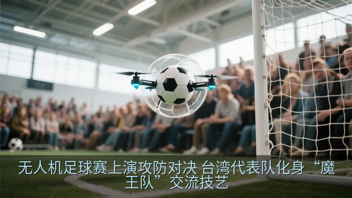 无人机足球比赛现场的选手与飞行器