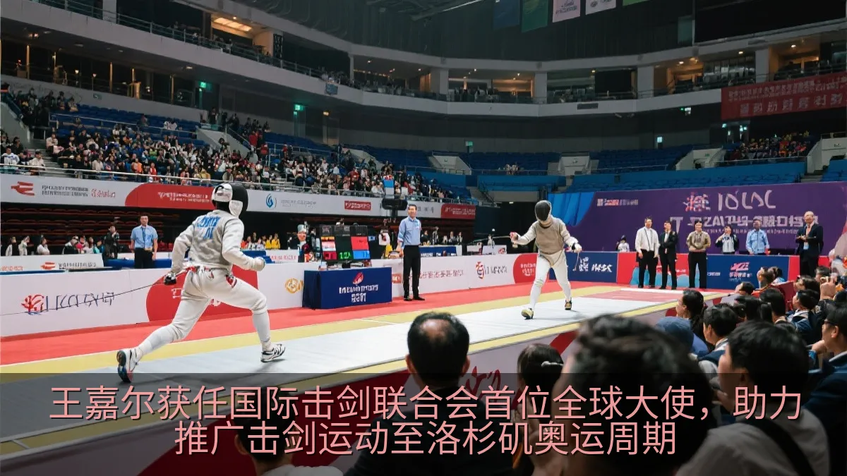 击剑赛场上的运动员与观众